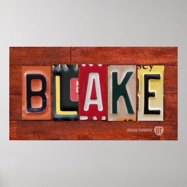 BLAKE-Lizenzschild Name-Zeichen-Plakat Poster (Vorne)