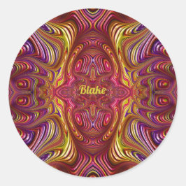 BLAKE ~ mehrfarbiges Fraktal Design ~ Runder Aufkleber