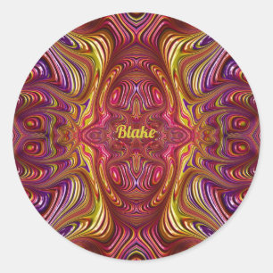 BLAKE ~ mehrfarbiges Fraktal Design ~ Runder Aufkleber