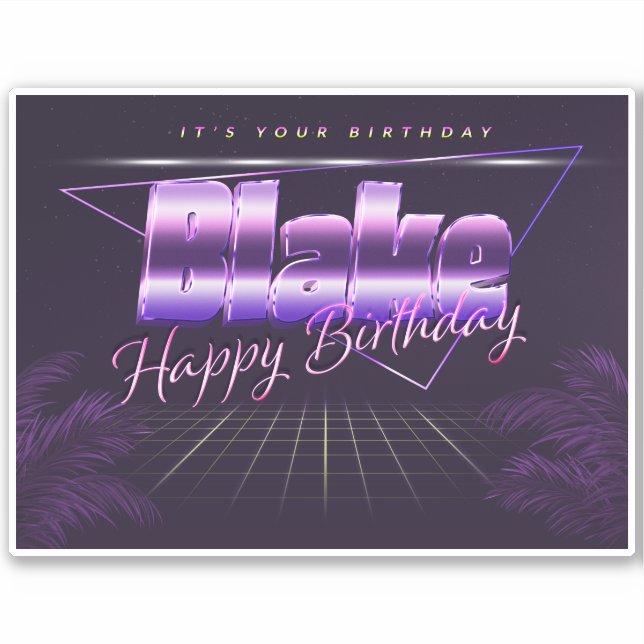 Blake Name Vorname lila retro Sticker Geburtstag (Vorderseite)