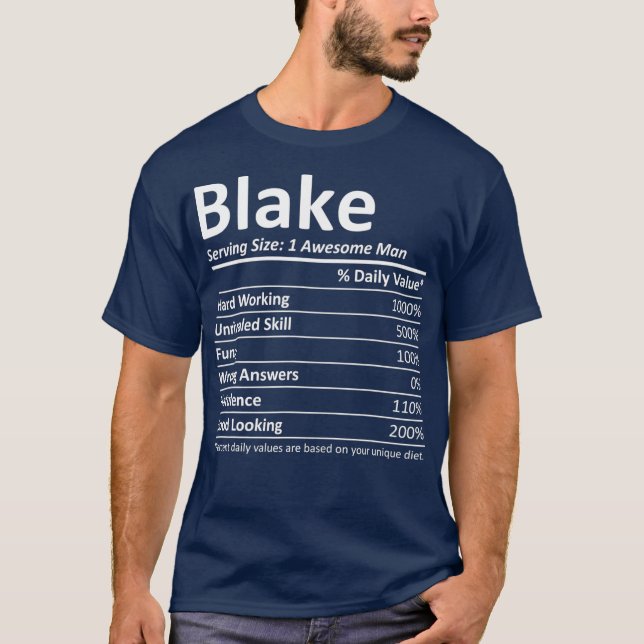BLAKE Nutrition Funny Birthday Personalisiert Name T-Shirt (Vorderseite)