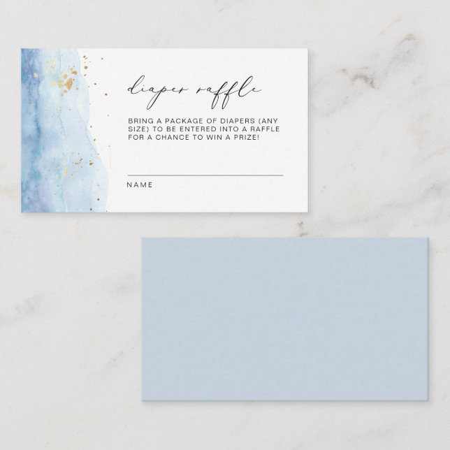 BLAKELY Dusty Blue Watercolor Diaper Raffel Ticket (Vorne/Hinten)