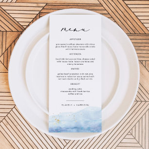 BLAKELY Dusty Blue Watercolor Plage Menu Mariage