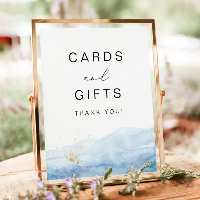 BLAKELY Sky Blue Watercolor Karten & Geschenksign Poster (Von Creator hochgeladen)