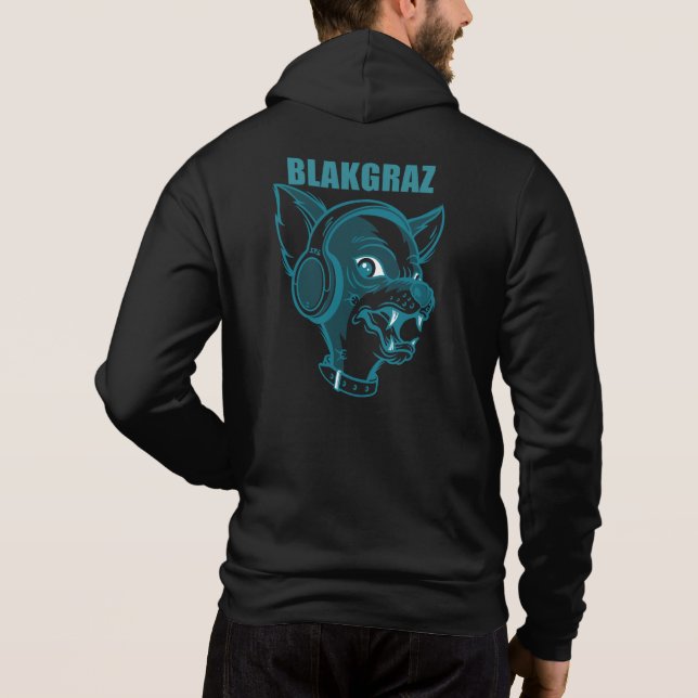 Blakgraz Lucy der Hund mit Kopfhörer Hoodie (Rückseite)