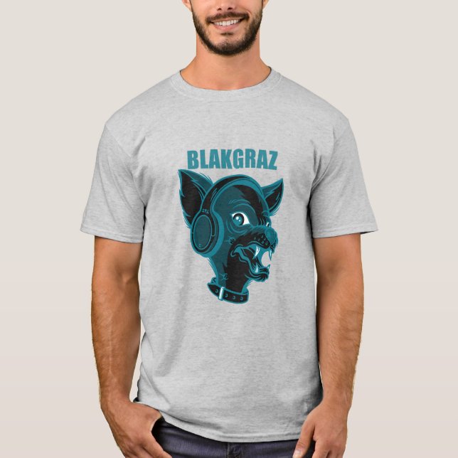 Blakgraz Lucy der Hund mit Kopfhörer T - Shirt (Vorderseite)