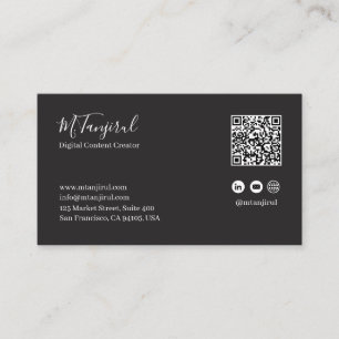 Blakish and Deep Blue Mandala QR Code Visitenkarte