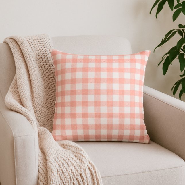 Blale Orange Gingham Kariert Throw Kissen (Von Creator hochgeladen)