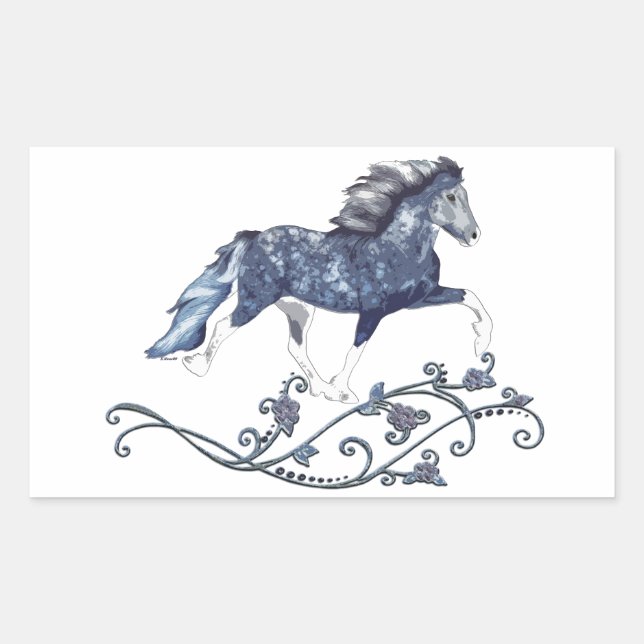 Blámóða Blue Isländisch Horse Rechteckiger Aufkleber (Vorderseite)