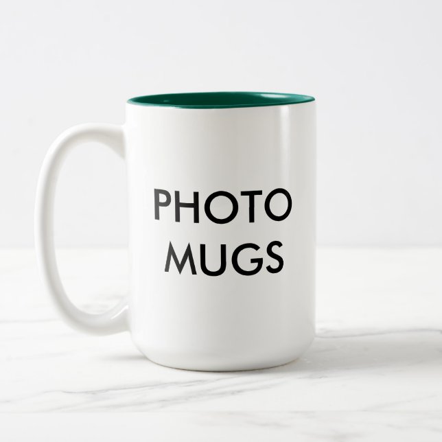 Blanc à deux tons de tasse de photo personnalisé (Gauche)