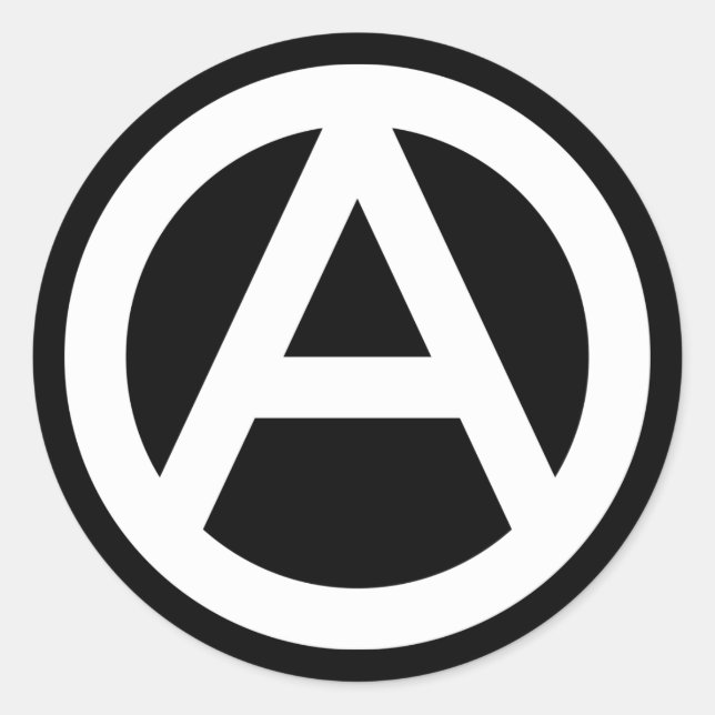 BLANC Anarchie symbole Classic Round Sticker (Devant)