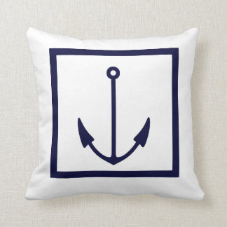 BLANC Ancres sur COUSSIN BLEU MARINE