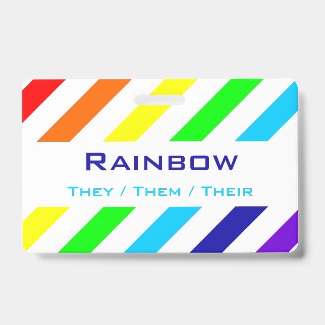 Blanc Arc-en-ciel Nom / Badge Pronoun (Front)