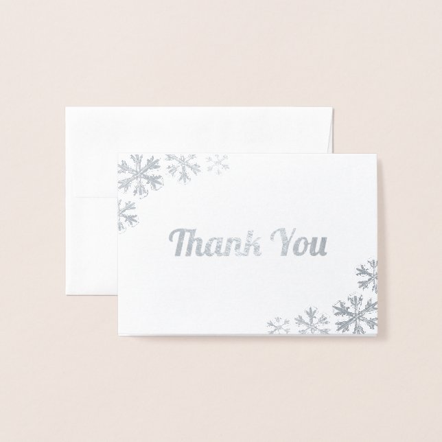 Blanc avec Carte de remerciements à flocons d'eau  (Devant avec enveloppe)