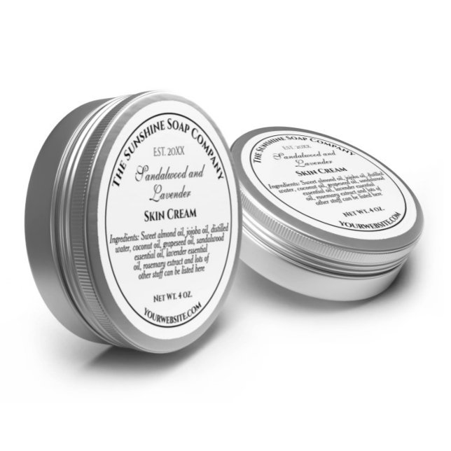 Blanc avec Cosmétique de texte noir Jar Étiquette  (Créateur téléchargé)