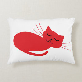 Blanc avec Coussin d'accentuation de chat rouge