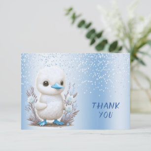 Blanc Bleu canard Carte de remerciements Floral