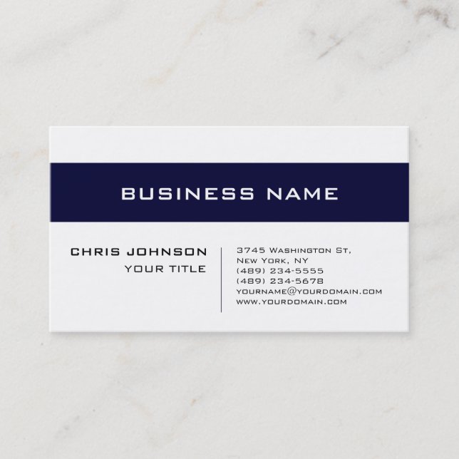 Blanc Bleu Contemporain Carte de visite consultant (Devant)
