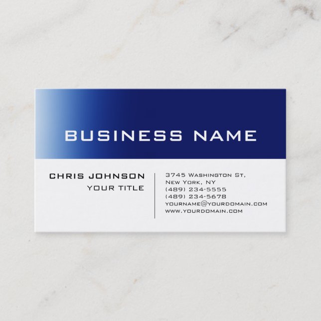 Blanc Bleu Contemporain Carte de visite consultant (Devant)