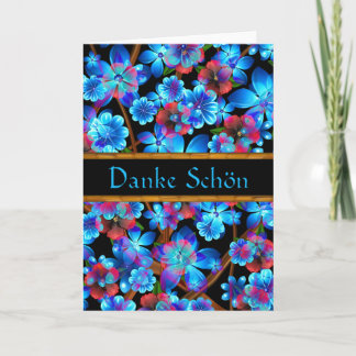 Blanc bleu de carte de fleurs de Merci allemand
