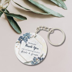 Blanc Bleu Floral Merci mariage Faveurs