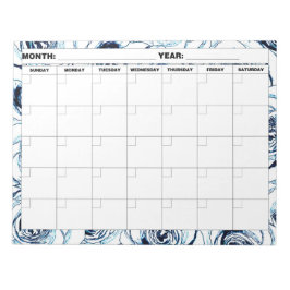 Blanc Blue Rose Blankkalender Notizblock