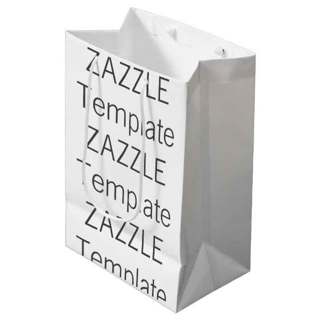 Blanc BRILLANT MOYEN de sac de cadeau de Noël fait (Devant Angle)