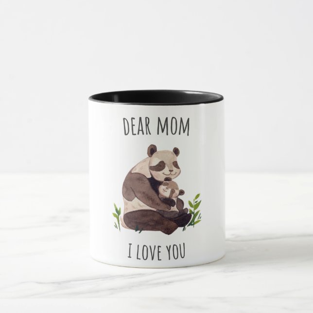 Blanc Brown Cute Panda Chère maman Mug (Centre)