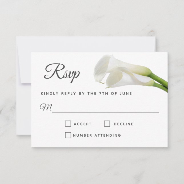 Blanc Calla Lilies Mariage Floral RSVP (Devant)