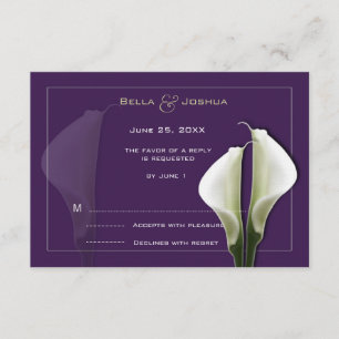 Blanc Calla Lillies RSVP sur violet