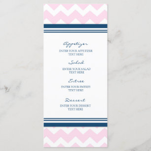 Blanc Chevron de bleu marine de rose de menu de