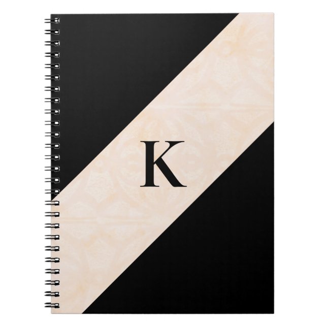 Blanc Cream Batik Mit Monogramm Notebook Notizblock (Vorderseite)
