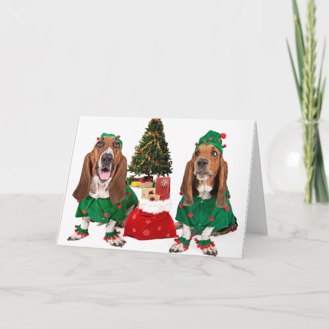 Blanc de carte de basset de Noël à l'intérieur (Devant)