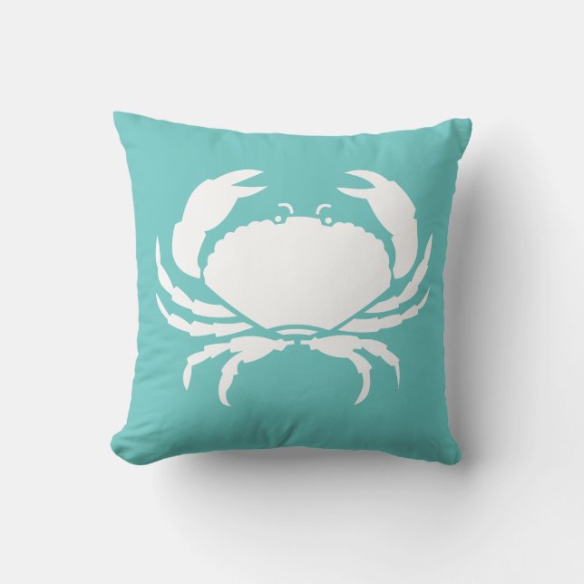 BLANC DE CRABE sur coussin bleu turquoise (Recto)