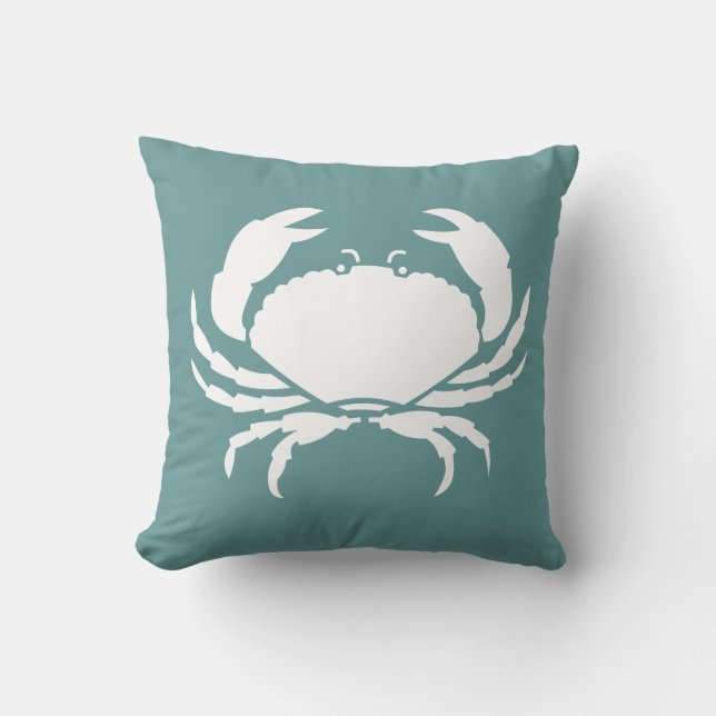 BLANC DE CRABE sur coussin bleu turquoise foncé (Recto)