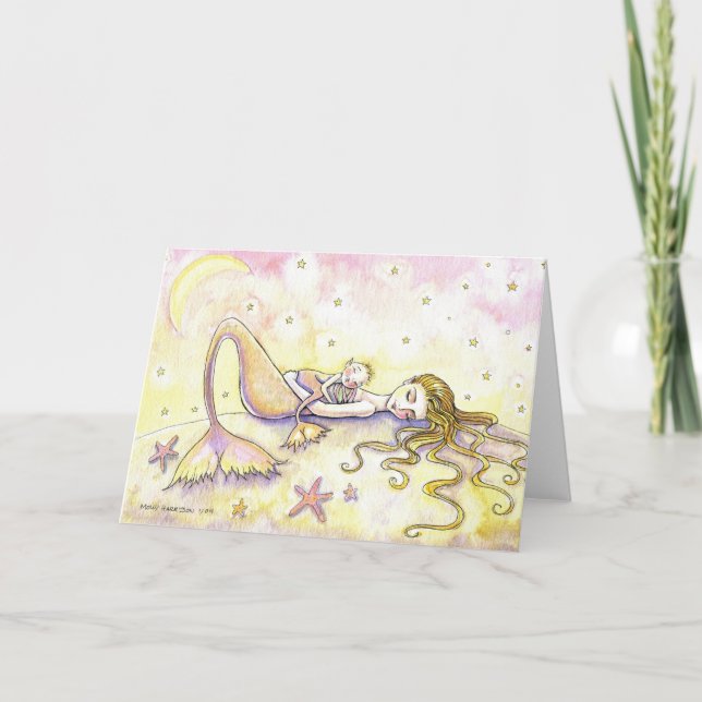 Blanc de ~ de carte de voeux de sirène et de bébé (Devant)