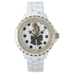 Blanc de fausse pierre de montre de point de polka