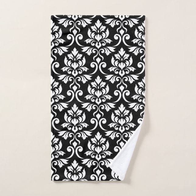 Blanc de motif de damassé de Feuille grand sur le (Serviette à main)