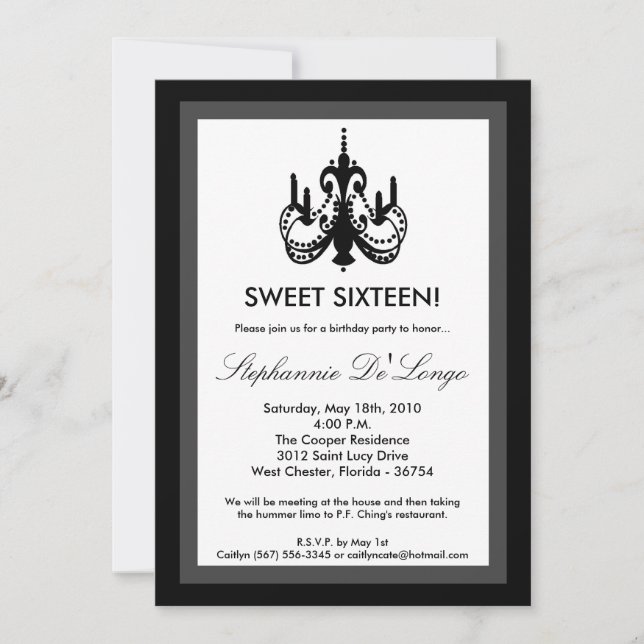 blanc de noir du lustre 5x7 invitation de 16 (Devant)