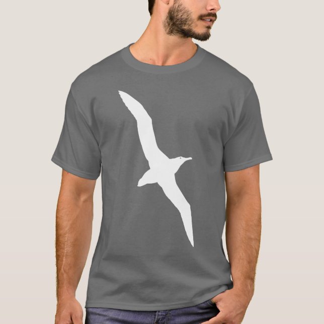 Blanc de T-shirt d'oiseau d'albatros (Devant)