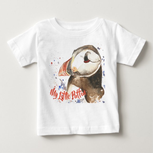 blanc d'enfant mon petit T-shirt de macareux (Devant)