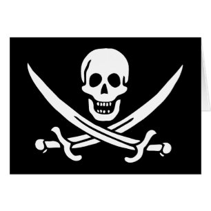Blanc, Drapeau Pirate Calico Jack, Crâne & Cutlass