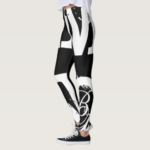 Blanc drôle Legging de noir de lettre d'alphabet