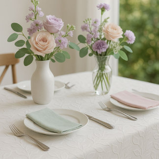 Blanc Élégant nappe en feuillage