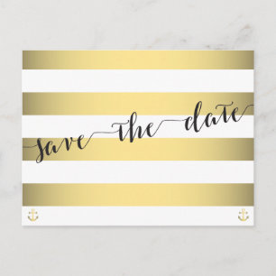 Blanc Et Or Nautique Enregistrer La Date Cartes Po