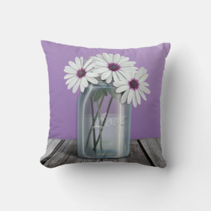 Blanc et violet marguerite violet Coussin de pot M
