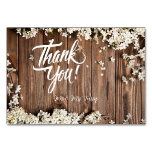 Blanc Floral Bois Texture Mariage Cartes Thankyou