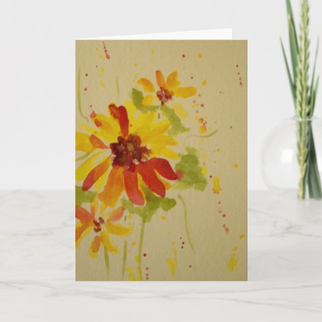 Blanc floral de ~ de carte de voeux d'aquarelle à (Devant)
