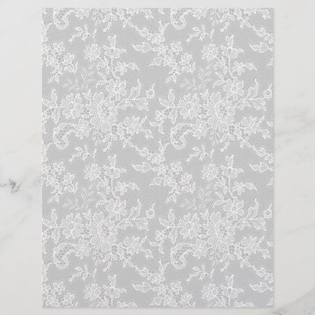Blanc floral dentelle argent gris Arts et papier a (Devant)