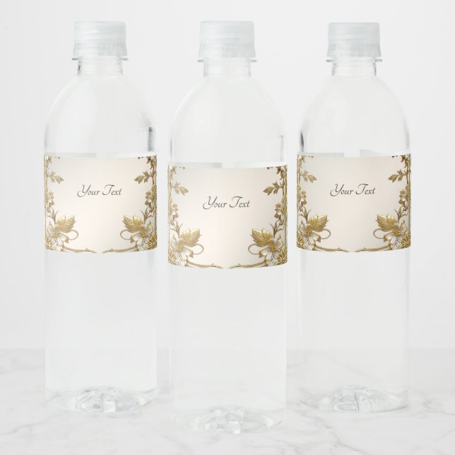 Blanc Floral or Ornate Étiquette bouteille d'eau (Bouteilles)